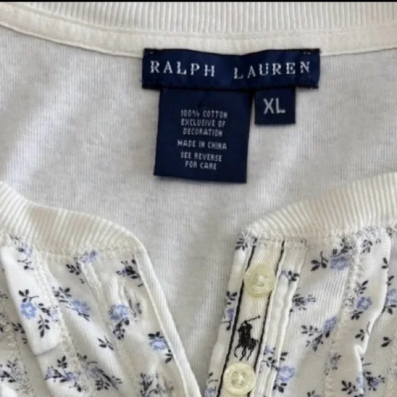 Ralph Lauren Floral Nightgown Ditzy Cottagecore Longsleeve Cotton Size XL - Picture 8 of 14